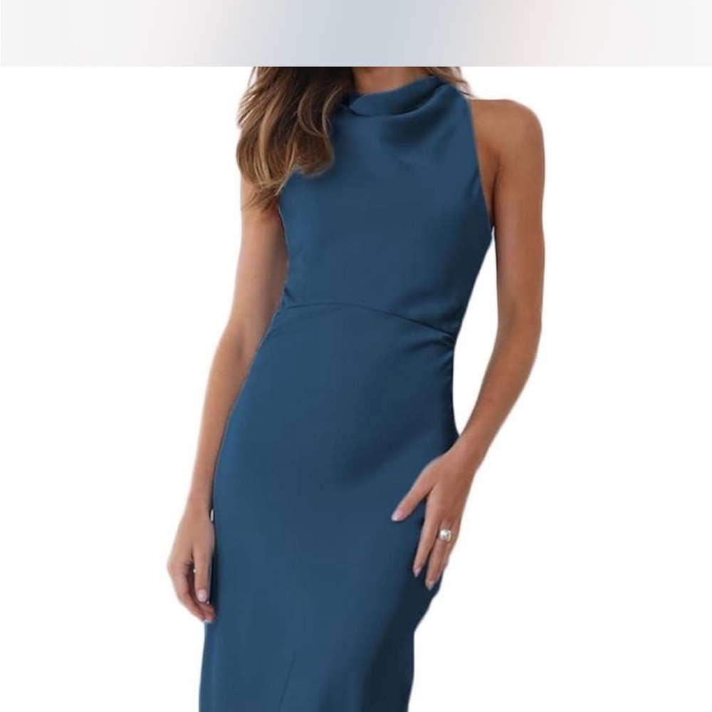 Elegant Blue Sleeveless Dress